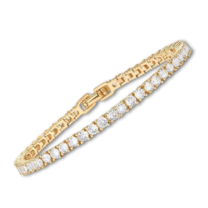 Bracciale tennis placcato in oro con moissanite