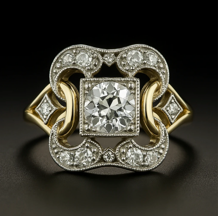 Anello Classico in Oro con Zirconia Vintage