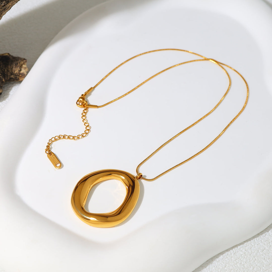 Collana Ovale Dorata in Oro Placcato